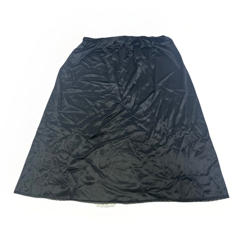 Vintage Vanity Fair Slip Skirt Large Black Nylon 60s Cosplay Costume